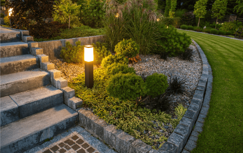 lampe led dans un jardin