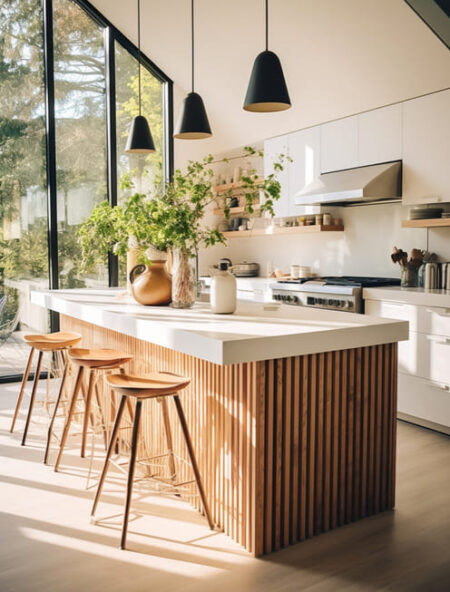 cuisine avec ilot central en bois