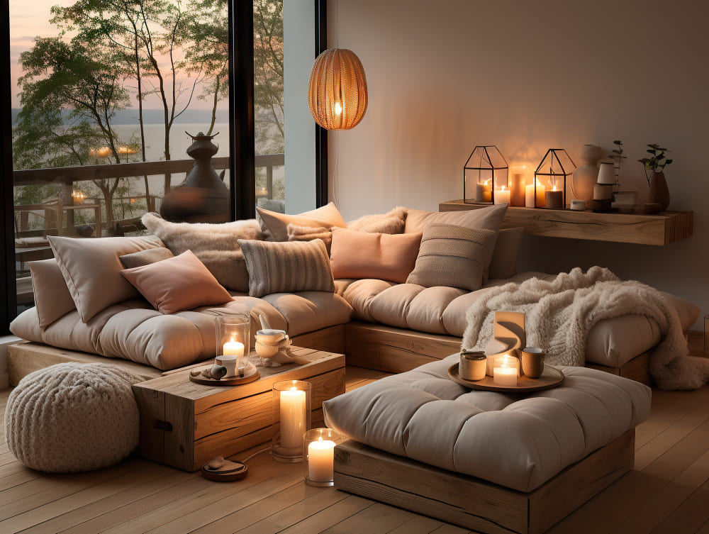 plusieurs sources de lumières dans un salon