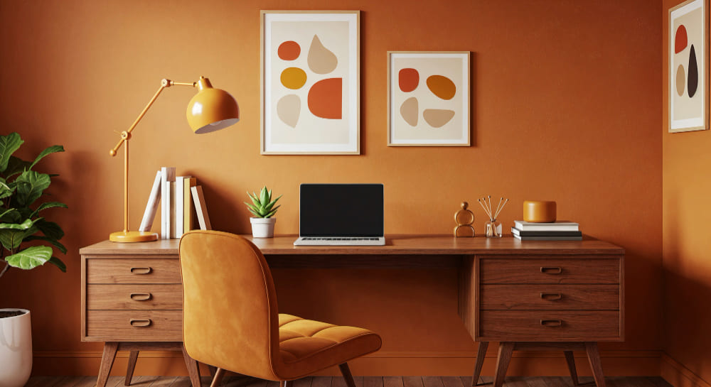 bureau peint avec du terracotta
